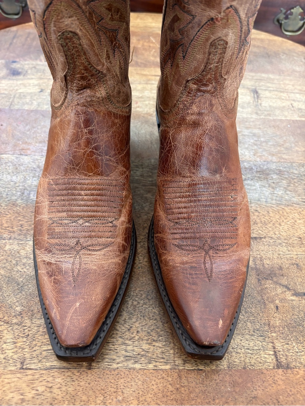 Lucchese Brown Embroidered Leather Heeled Cowboy Boots Savannah mad dog 7.5 - Picture 6 of 11